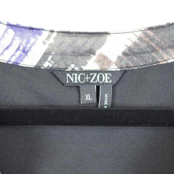 EUC Nic+Zoe Multicolored Split Neck Geometric Print Long Sleeve Pullover Tunic X - Picture 3 of 7